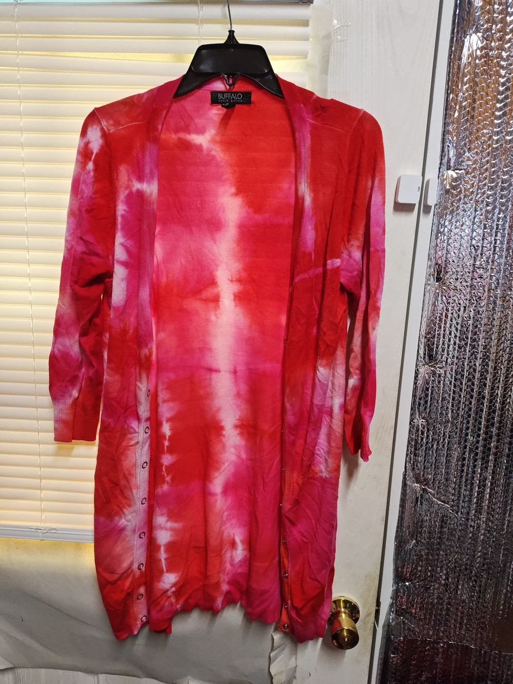 Buffalo David Bitton Tie-Dye Open Cardigan - Pink & Red